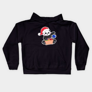 Cute Christmas Panda with Baubles Kids Hoodie